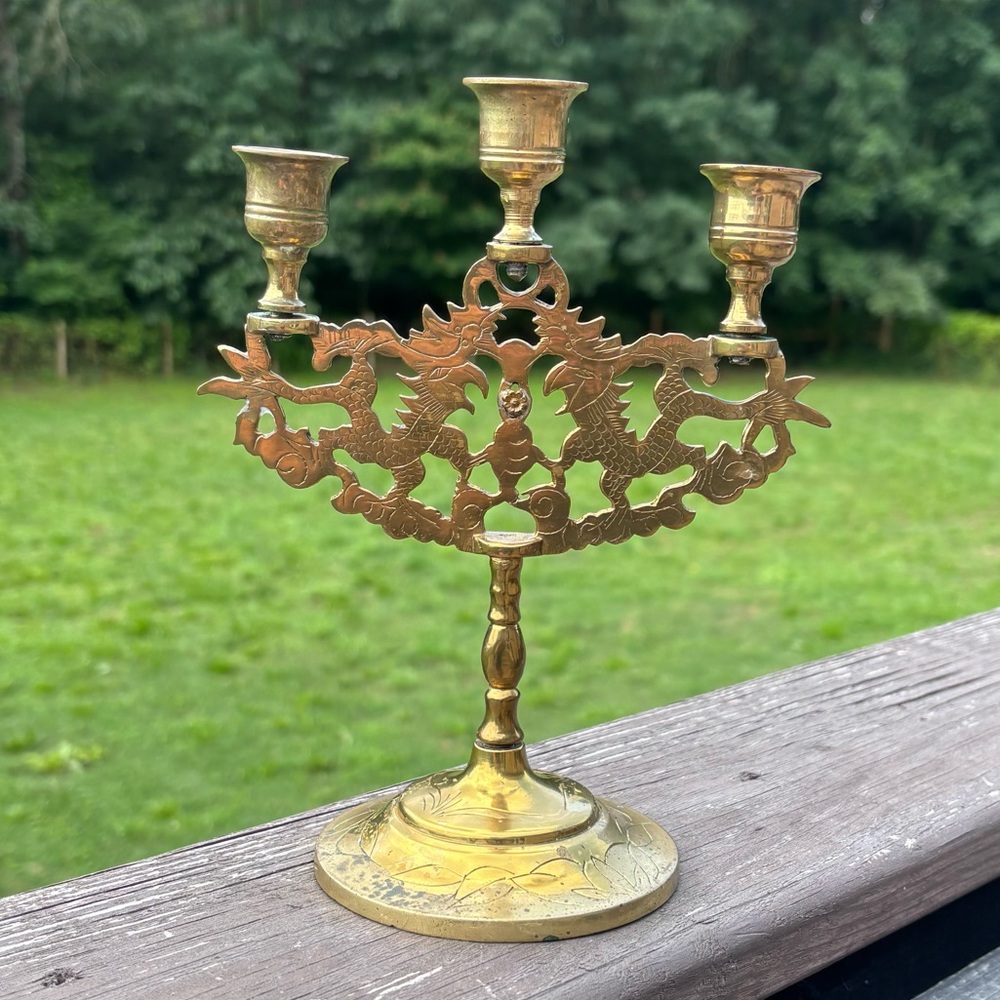 Vintage Brass Dragon Candelabra!!